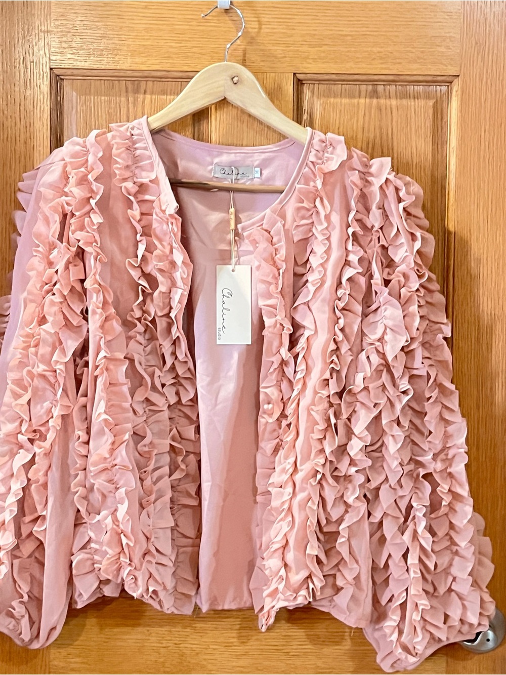 Elegant Ruffled  top with buttons- Dusty Pink